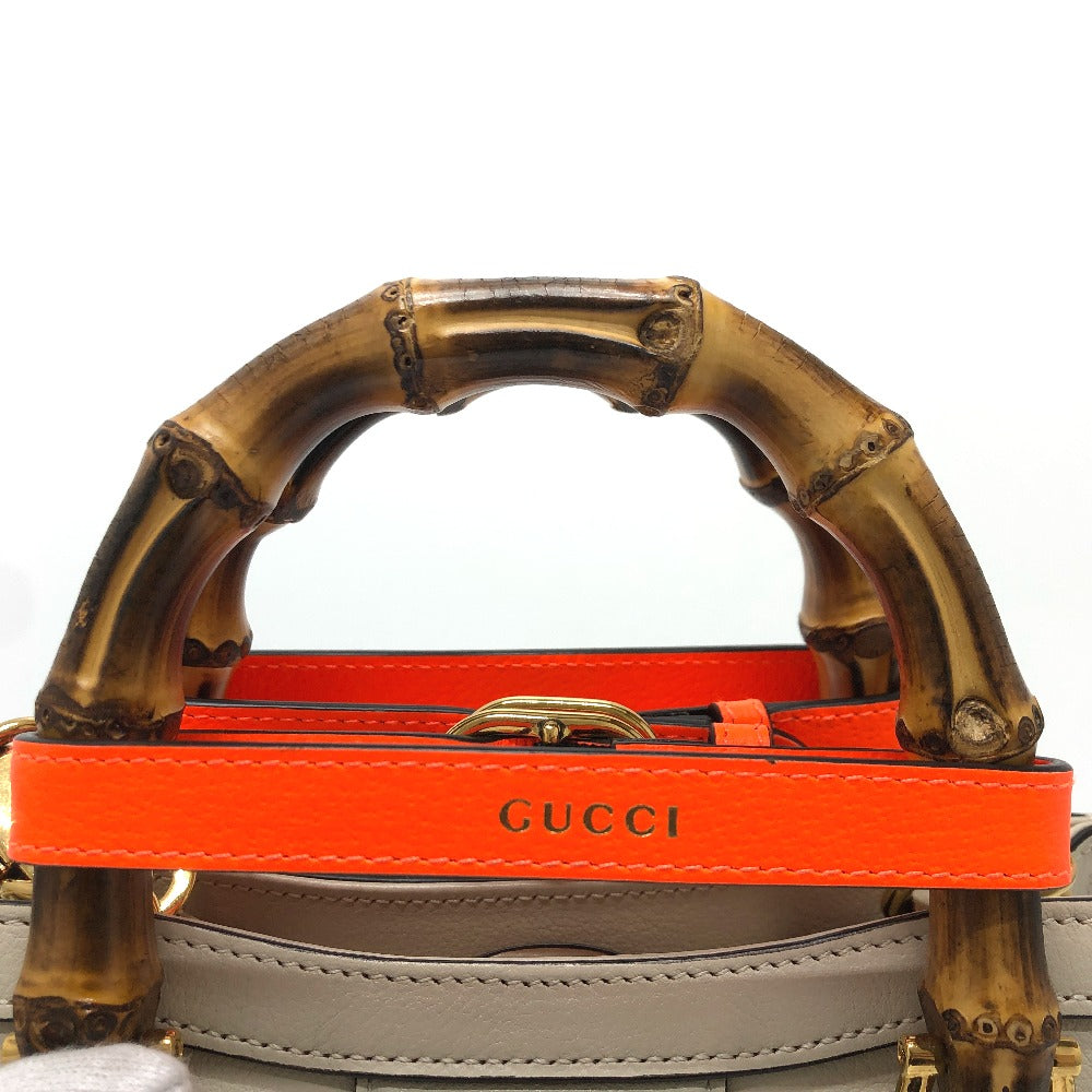 GUCCI Shoulder Bag 655661 leather white GG Marmont Diana Bamboo Women Used