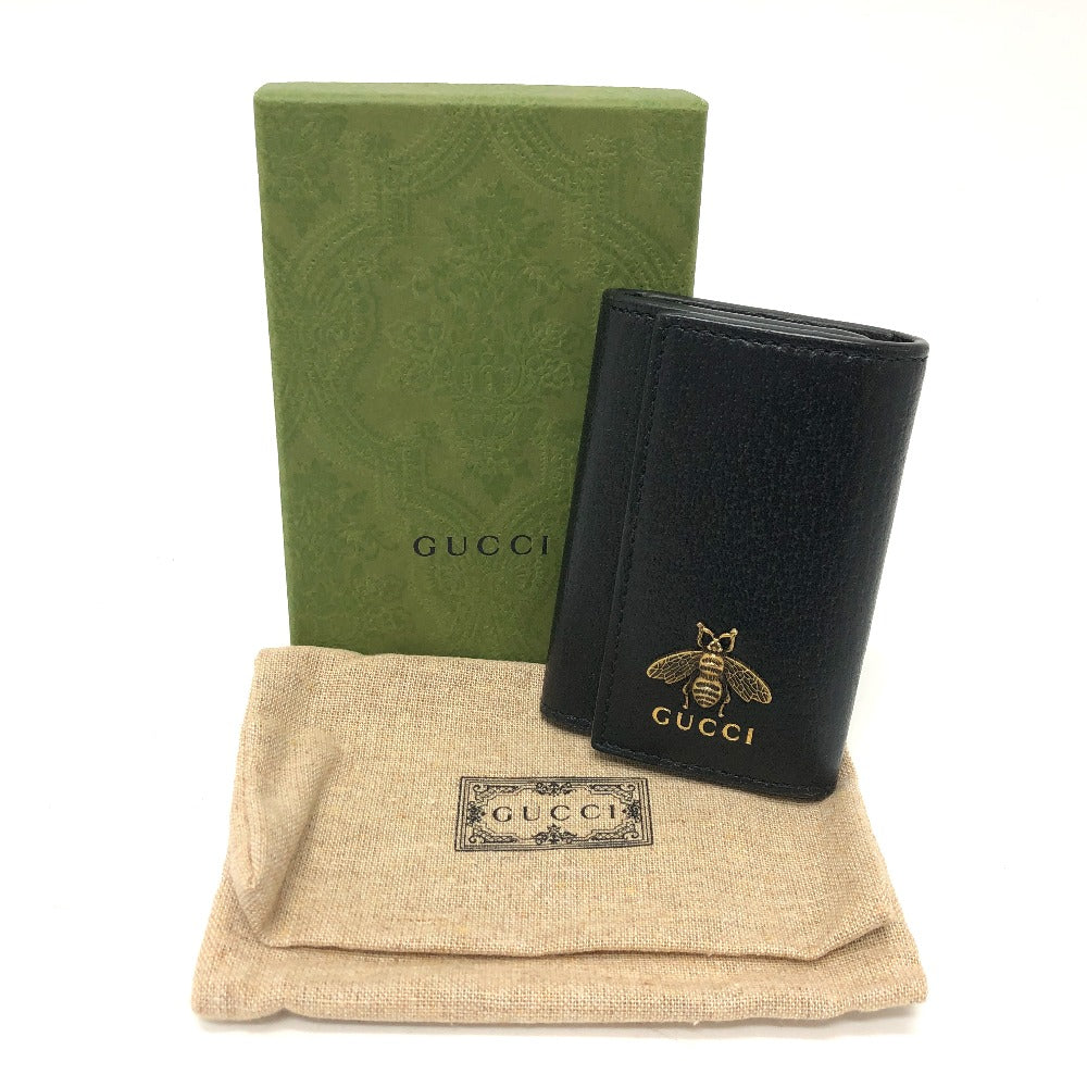 GUCCI Key case Key holder  523683 leather black BEE six hooks Women Used
