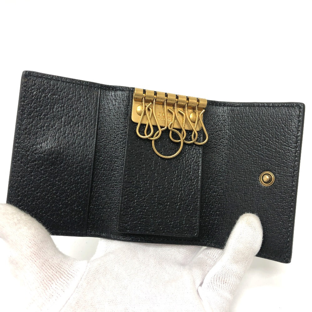GUCCI Key case Key holder  523683 leather black BEE six hooks Women Used