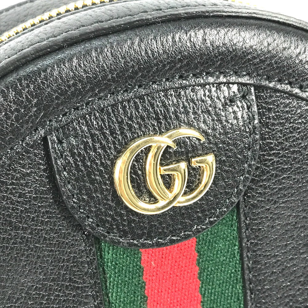 GUCCI Shoulder Bag 550618 leather black Shelly line GG Ophidia mini round Women Used