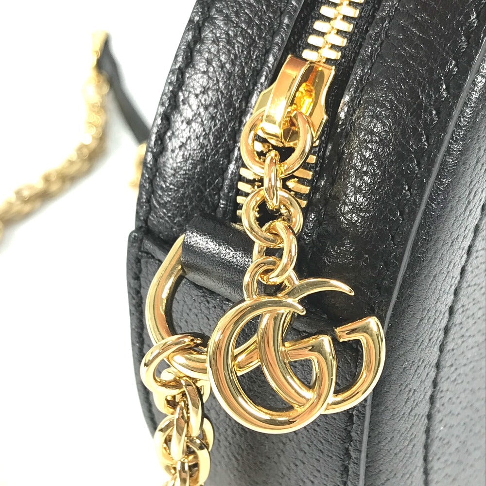 GUCCI Shoulder Bag 550618 leather black Shelly line GG Ophidia mini round Women Used