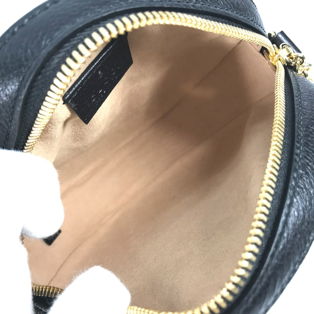 GUCCI Shoulder Bag 550618 leather black Shelly line GG Ophidia mini round Women Used
