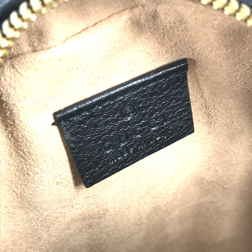 GUCCI Shoulder Bag 550618 leather black Shelly line GG Ophidia mini round Women Used