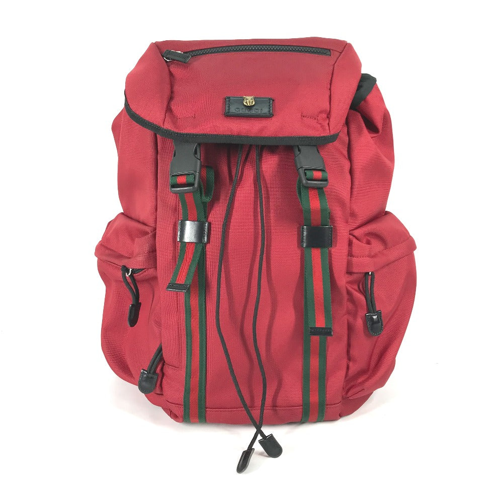 GUCCI Backpack 429037 Nylon / leather Red Sherry tiger cat head mens Used