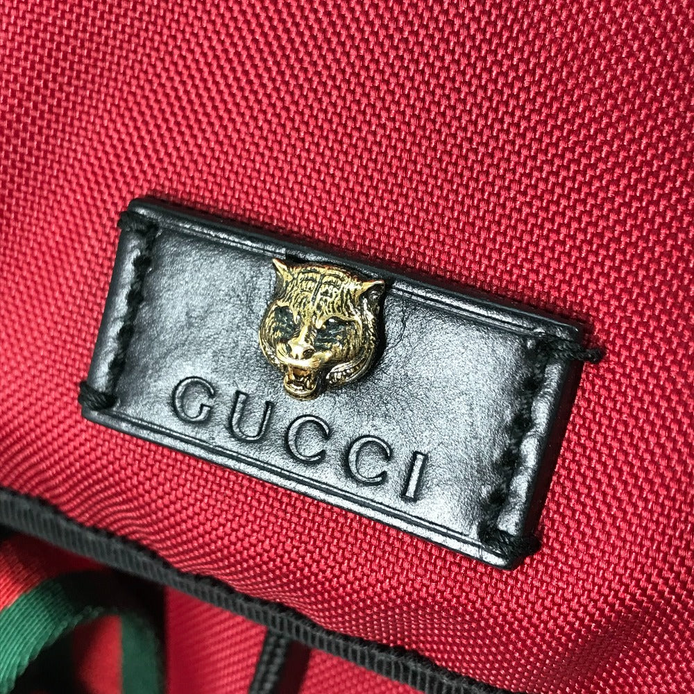 GUCCI Backpack 429037 Nylon / leather Red Sherry tiger cat head mens Used