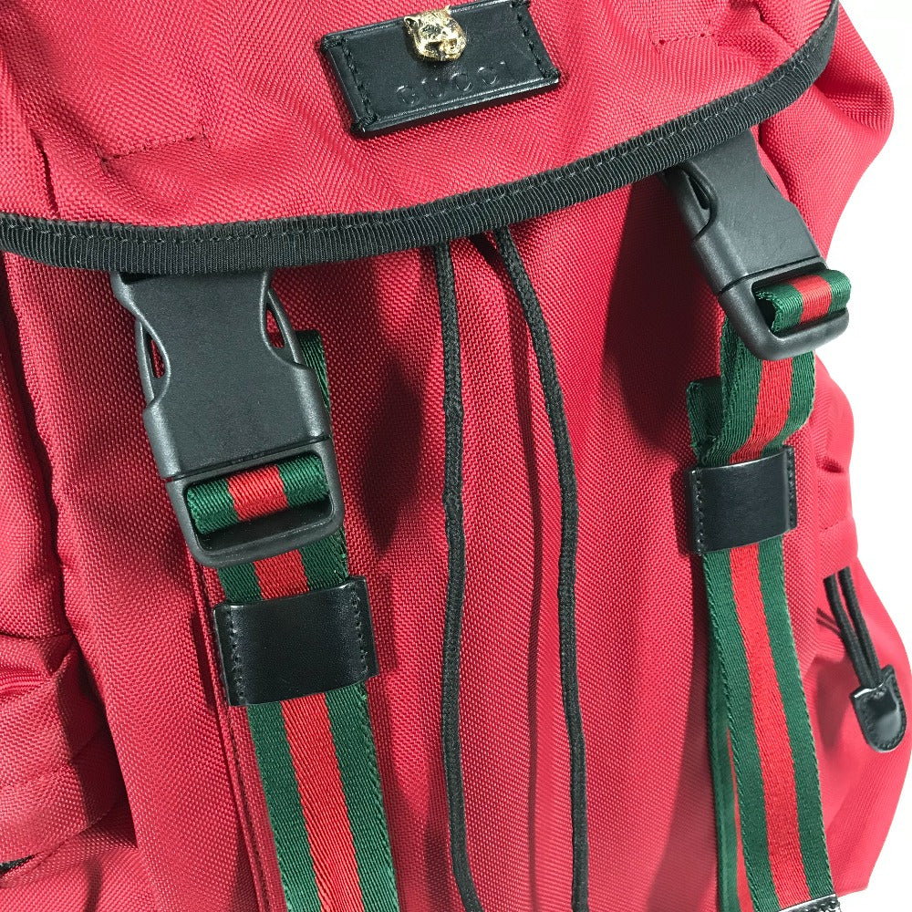 GUCCI Backpack 429037 Nylon / leather Red Sherry tiger cat head mens Used