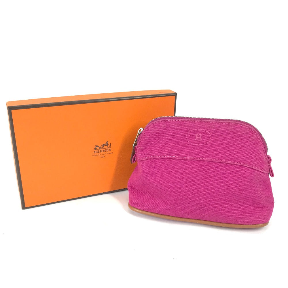 HERMES Pouch canvas pink Boride pouch mini mini Women Used