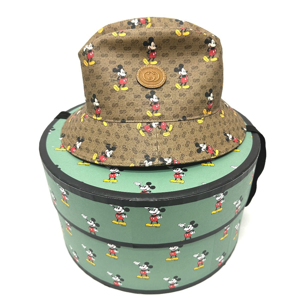 GUCCI hat 602978 GG Supreme Canvas Brown Mini GG DISNEY Mickey Mouse unisex(Unisex) L Used