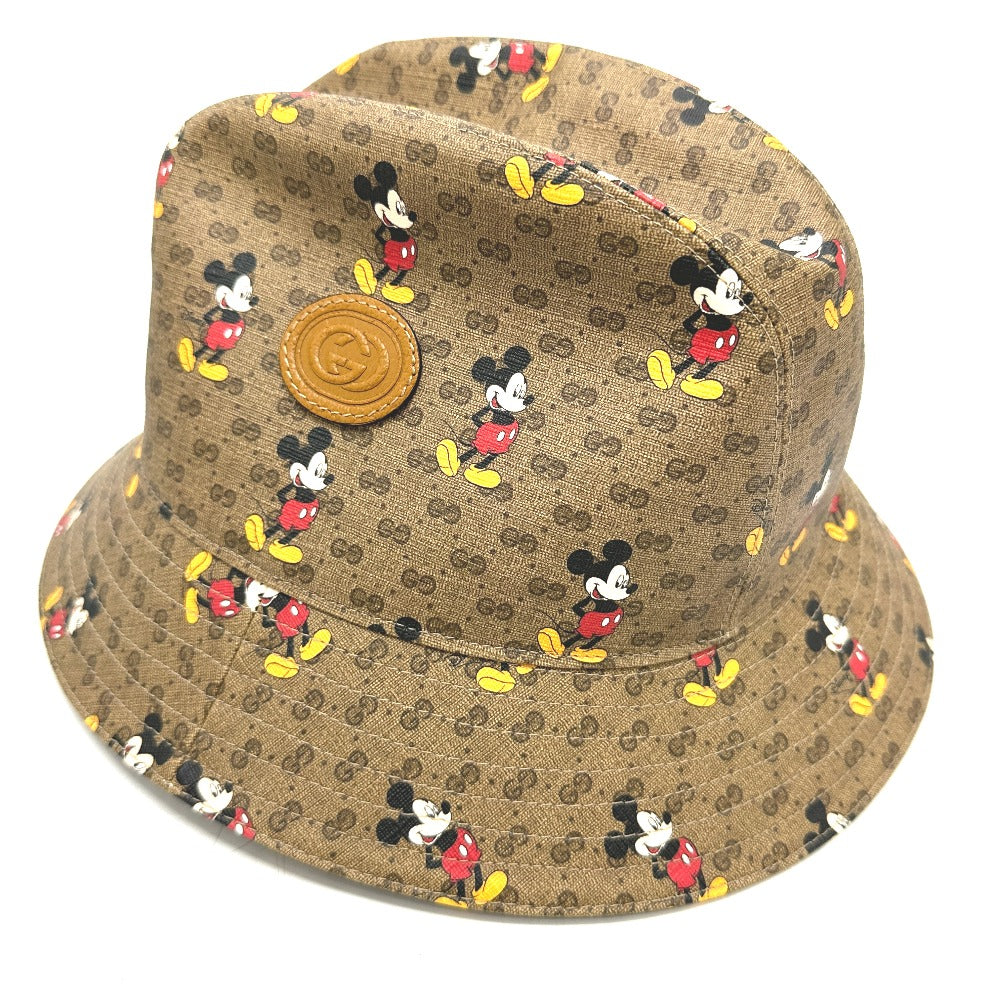 GUCCI hat 602978 GG Supreme Canvas Brown Mini GG DISNEY Mickey Mouse unisex(Unisex) L Used