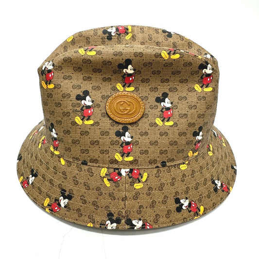 GUCCI hat 602978 GG Supreme Canvas Brown Mini GG DISNEY Mickey Mouse unisex(Unisex) L Used