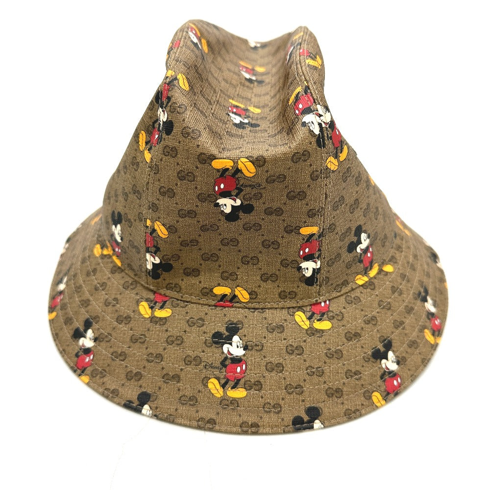 GUCCI hat 602978 GG Supreme Canvas Brown Mini GG DISNEY Mickey Mouse unisex(Unisex) L Used