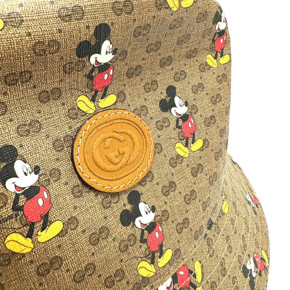 GUCCI hat 602978 GG Supreme Canvas Brown Mini GG DISNEY Mickey Mouse unisex(Unisex) L Used