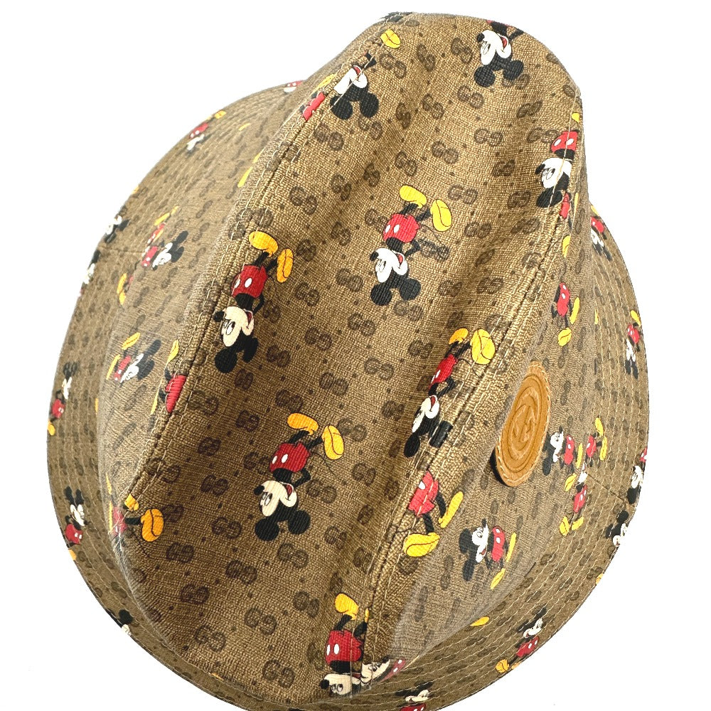 GUCCI hat 602978 GG Supreme Canvas Brown Mini GG DISNEY Mickey Mouse unisex(Unisex) L Used