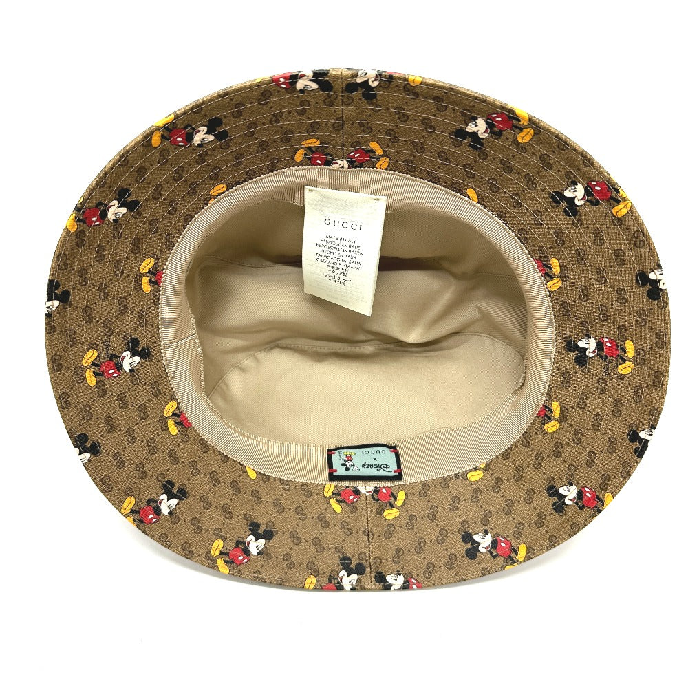GUCCI hat 602978 GG Supreme Canvas Brown Mini GG DISNEY Mickey Mouse unisex(Unisex) L Used