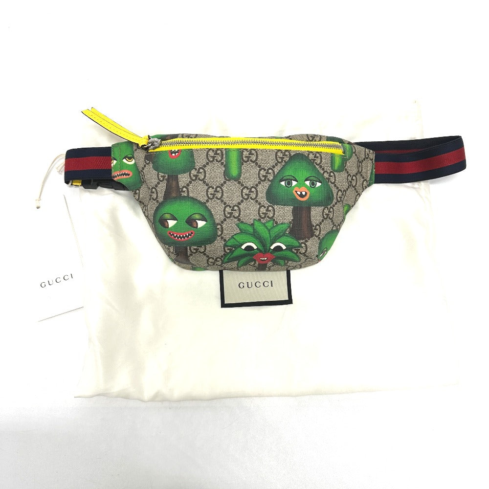 GUCCI Sling bag 502095 GG Supreme Canvas beige GG logo Waist pouch Kids Used
