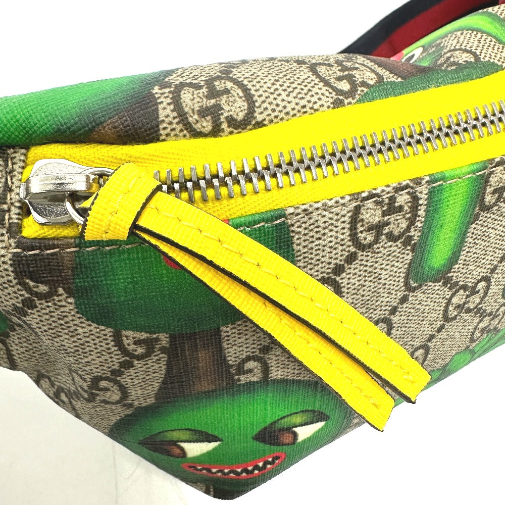 GUCCI Sling bag 502095 GG Supreme Canvas beige GG logo Waist pouch Kids Used