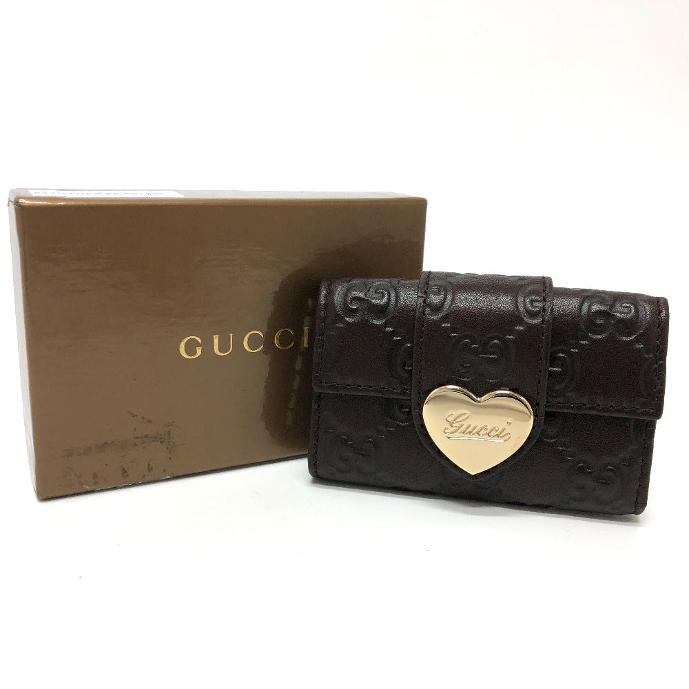 GUCCI Key case Key holder  203551 leather Brown GG Heart plate