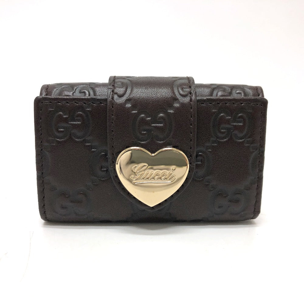 GUCCI Key case Key holder  203551 leather Brown GG Heart plate