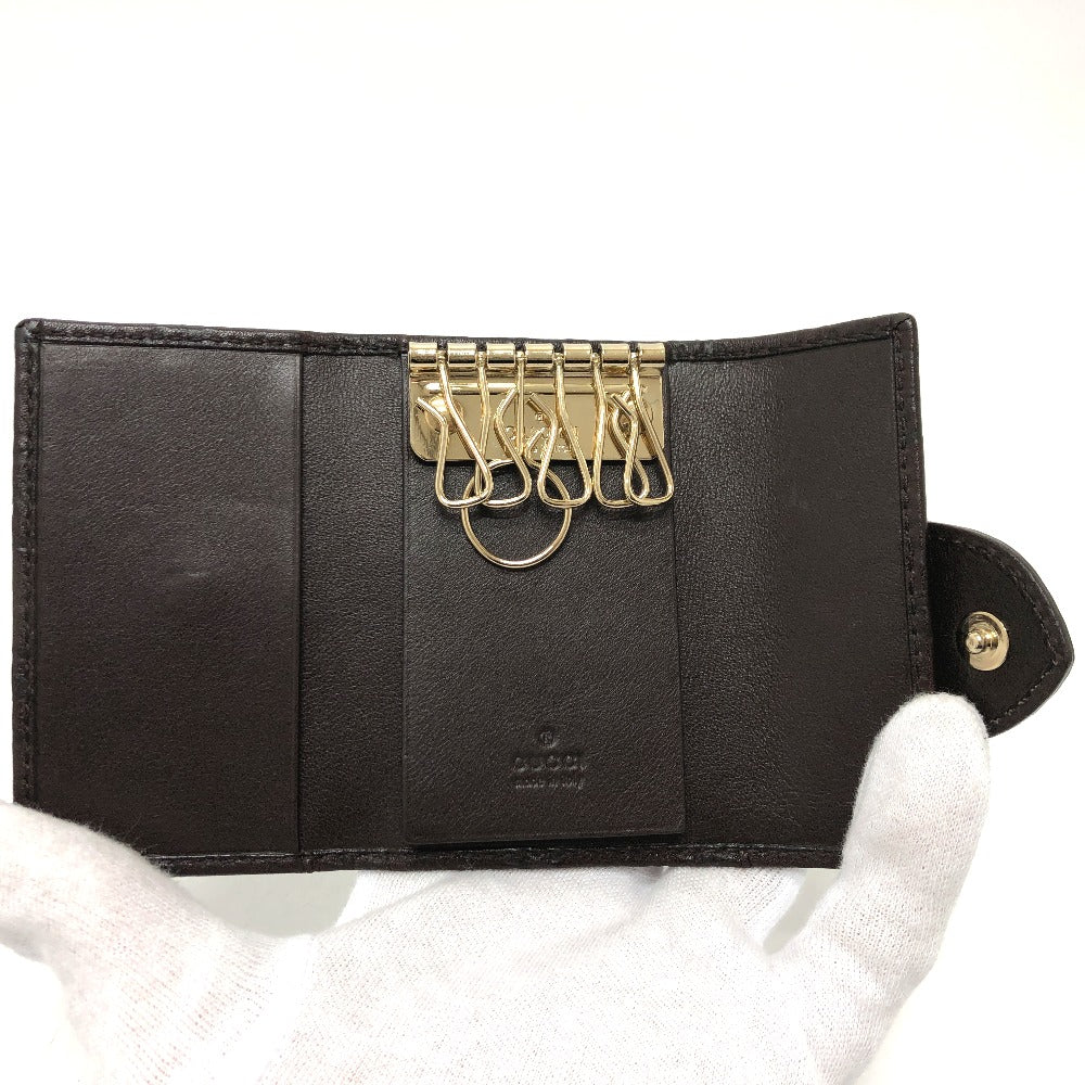 GUCCI Key case Key holder  203551 leather Brown GG Heart plate
