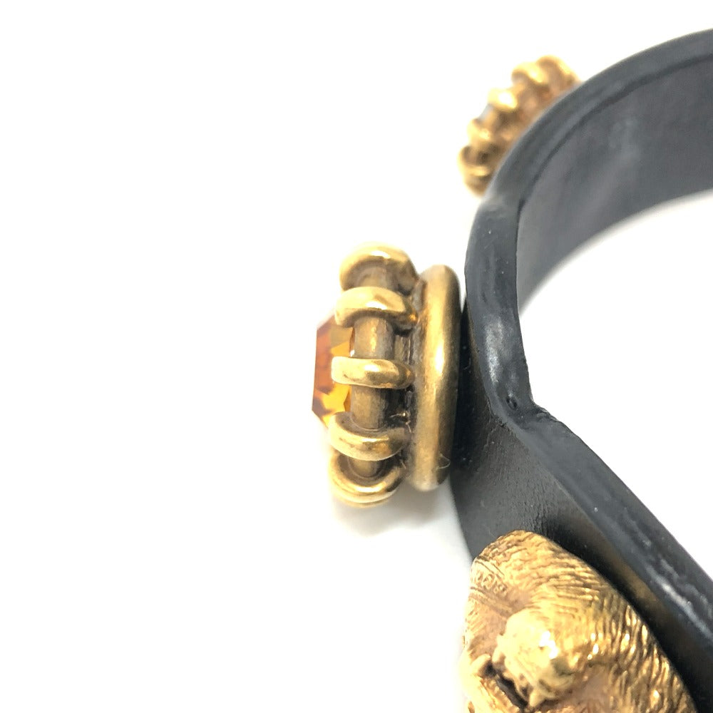 GUCCI bracelet leather black Taiga head mens Used