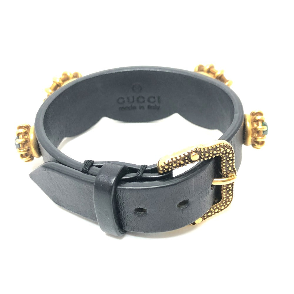 GUCCI bracelet leather black Taiga head mens Used