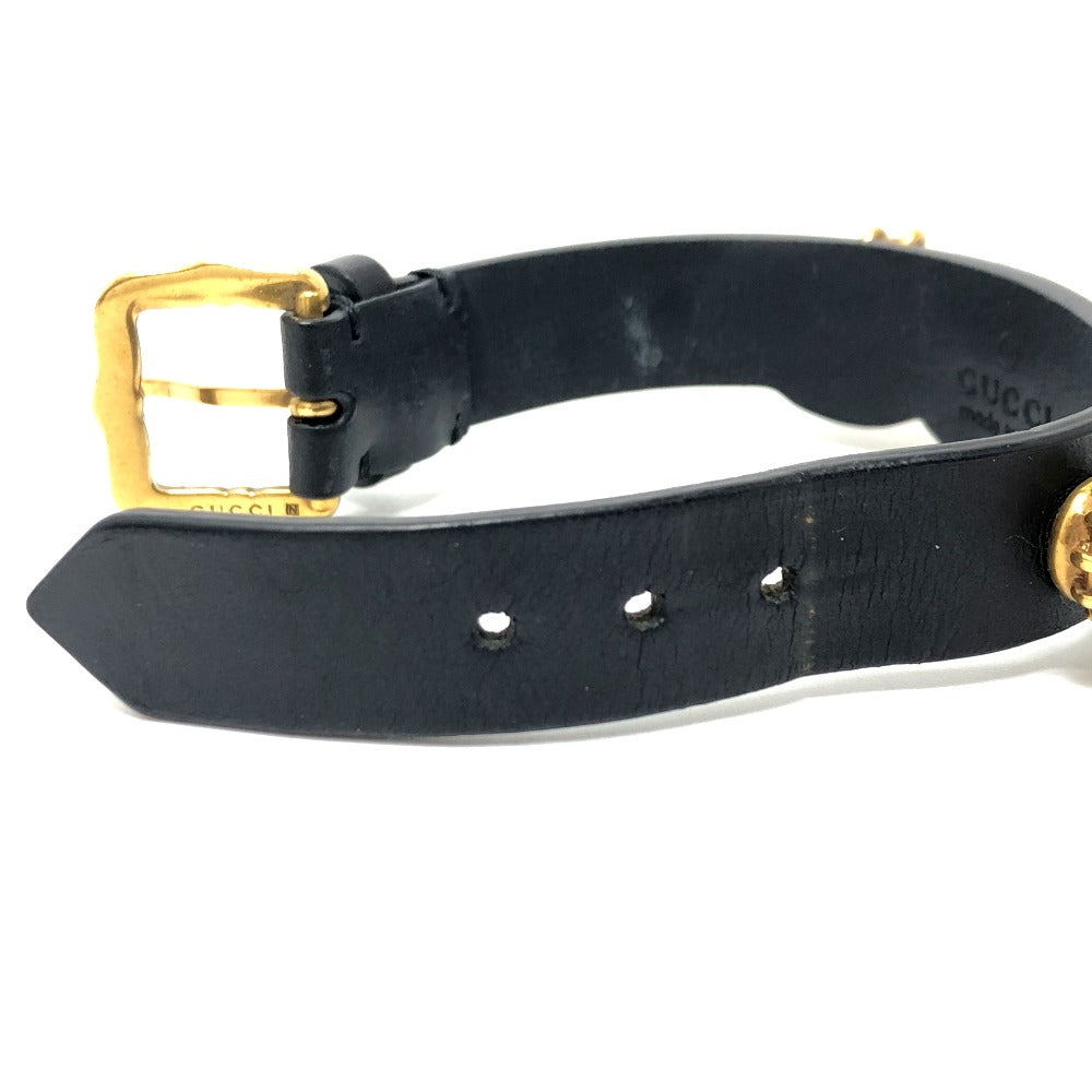 GUCCI bracelet leather black Taiga head mens Used