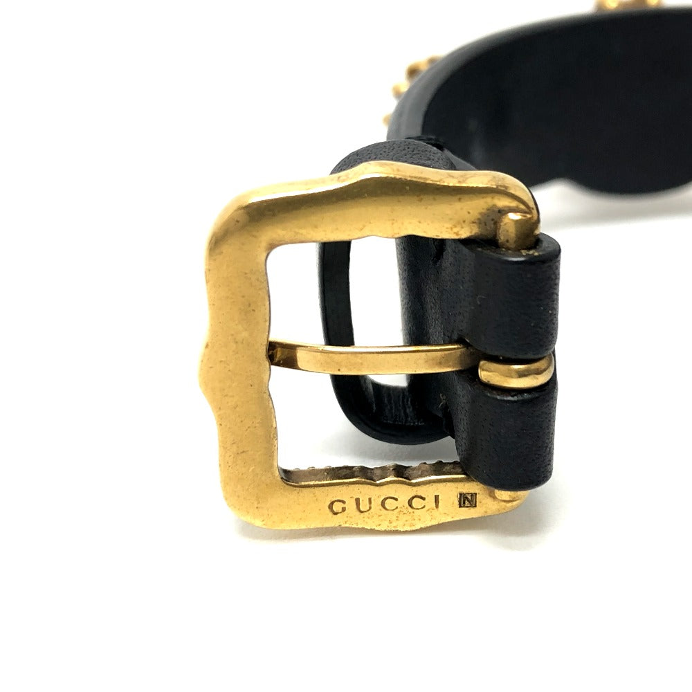 GUCCI bracelet leather black Taiga head mens Used