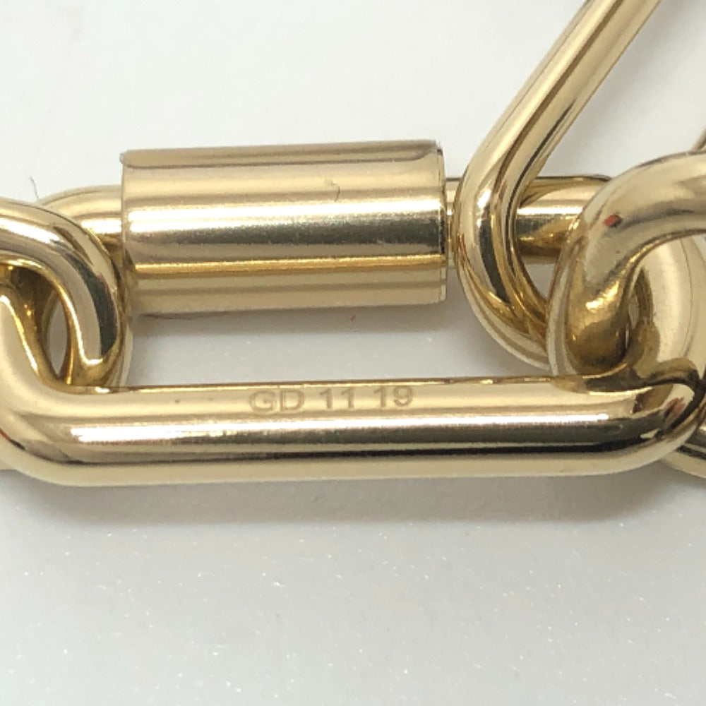 HERMES Necklace Gold Plated, Buffalo Leather Brown Amulet Padlock GM Women Used