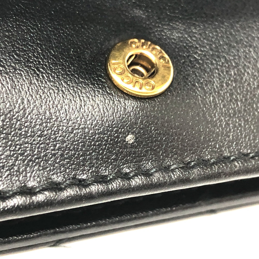 GUCCI Folded wallet 466492 leather black GG Marmont quilting Women Used
