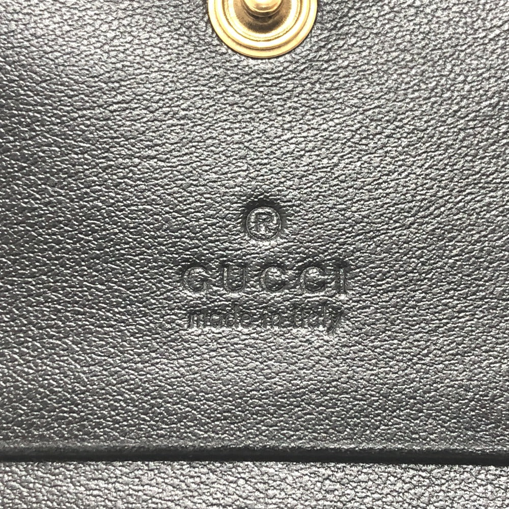 GUCCI Folded wallet 466492 leather black GG Marmont quilting Women Used
