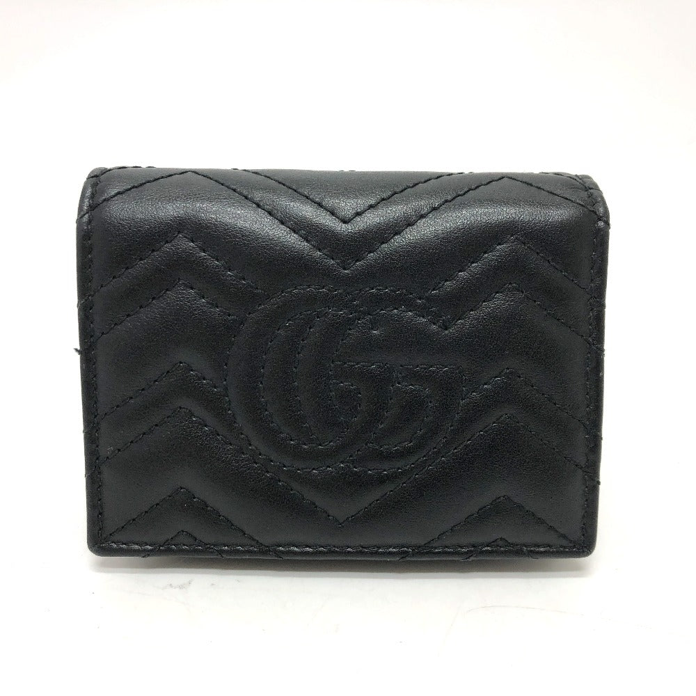 GUCCI Folded wallet 466492 leather black GG Marmont quilting Women Used