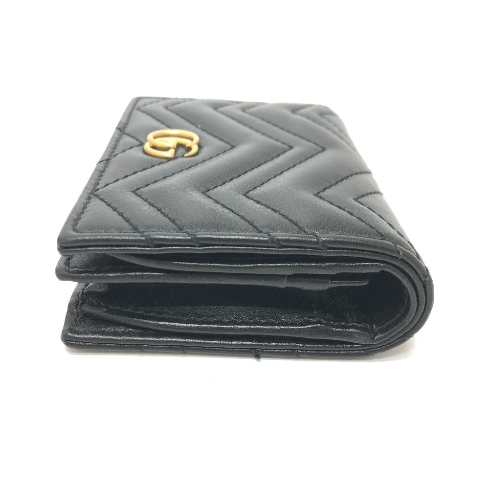 GUCCI Folded wallet 466492 leather black GG Marmont quilting Women Used