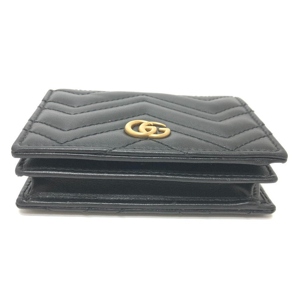 GUCCI Folded wallet 466492 leather black GG Marmont quilting Women Used