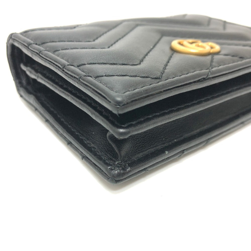 GUCCI Folded wallet 466492 leather black GG Marmont quilting Women Used
