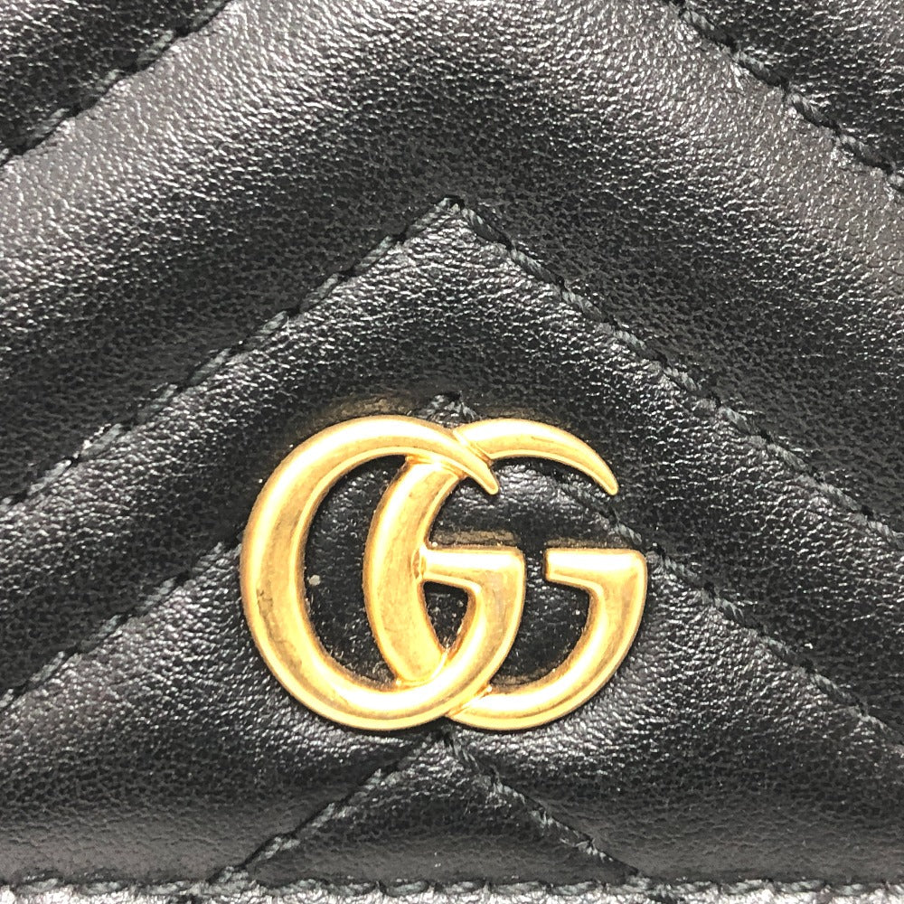 GUCCI Folded wallet 466492 leather black GG Marmont quilting Women Used
