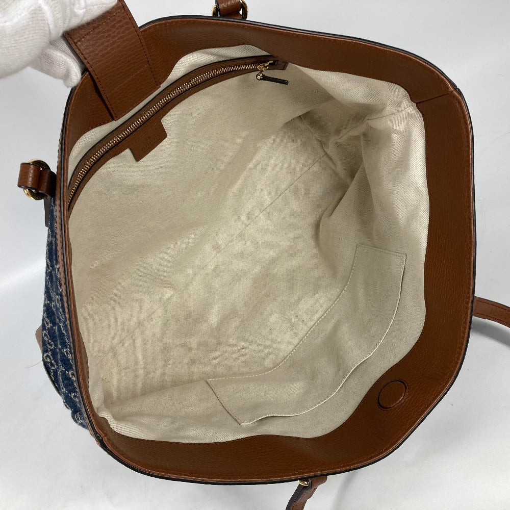 GUCCI Tote Bag 631685 denim blue Ophidia GG denim Medium tote Women Secondhand