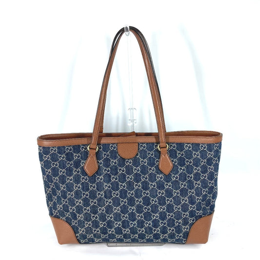 GUCCI Tote Bag 631685 denim blue Ophidia GG denim Medium tote Women Secondhand