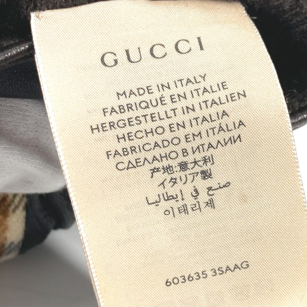 GUCCI Glove 603635 Wool/Cashmere, Leather Brown check Horsebit 7 S