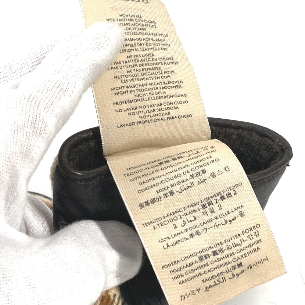 GUCCI Glove 603635 Wool/Cashmere, Leather Brown check Horsebit 7 S