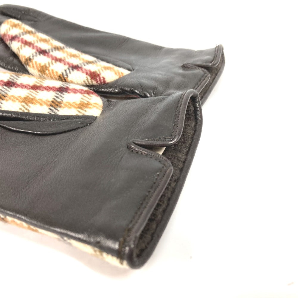 GUCCI Glove 603635 Wool/Cashmere, Leather Brown check Horsebit 7 S