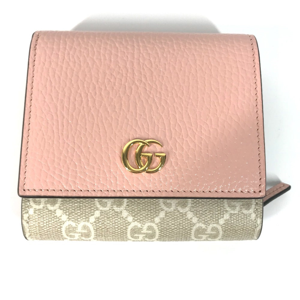 GUCCI Folded wallet 598587 GG Supreme Canvas Pink x Beige type GG Supreme GG Marmont Women Used