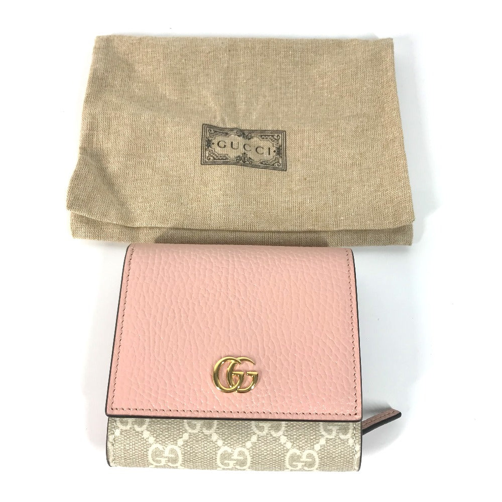 GUCCI Folded wallet 598587 GG Supreme Canvas Pink x Beige type GG Supreme GG Marmont Women Used