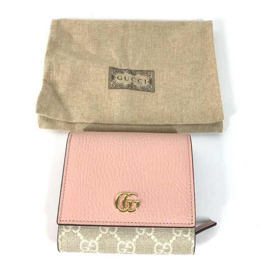 GUCCI Folded wallet 598587 GG Supreme Canvas Pink x Beige type GG Supreme GG Marmont Women Used