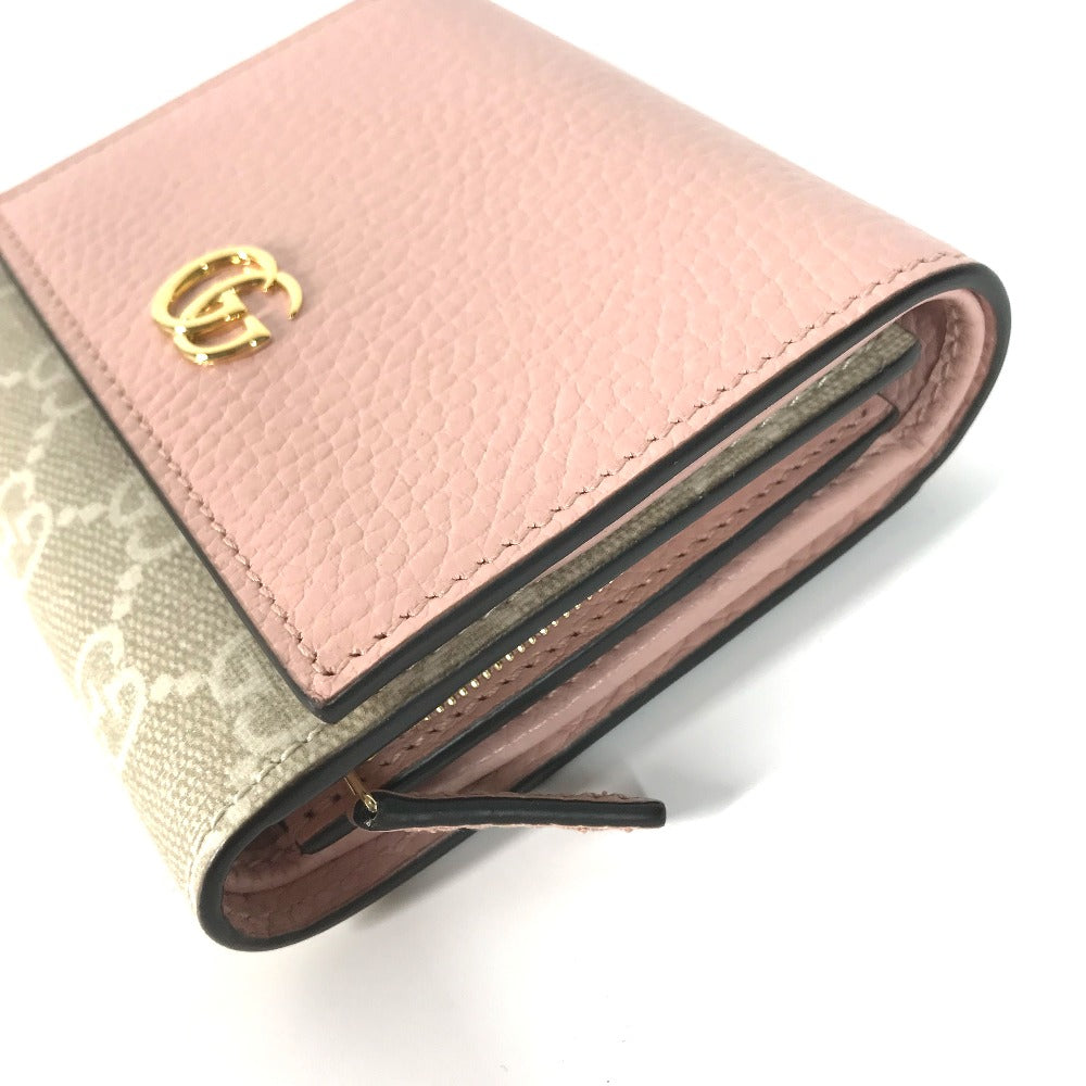 GUCCI Folded wallet 598587 GG Supreme Canvas Pink x Beige type GG Supreme GG Marmont Women Used