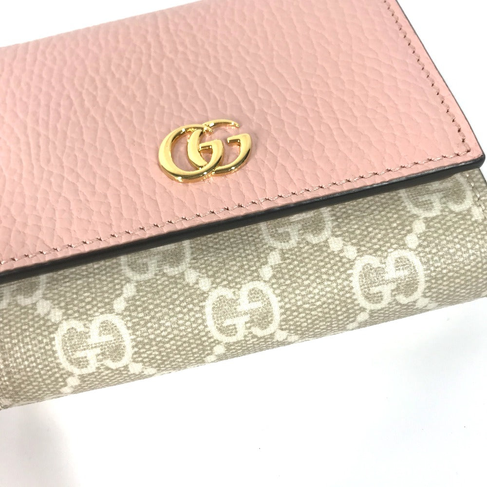 GUCCI Folded wallet 598587 GG Supreme Canvas Pink x Beige type GG Supreme GG Marmont Women Used