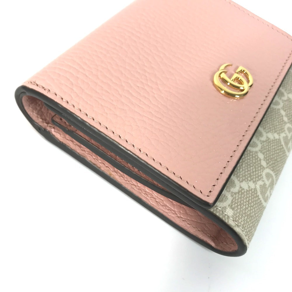 GUCCI Folded wallet 598587 GG Supreme Canvas Pink x Beige type GG Supreme GG Marmont Women Used