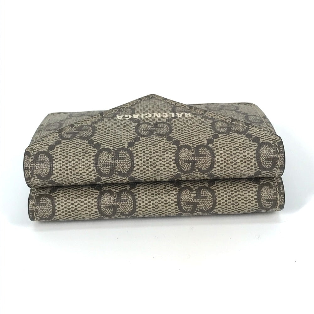 GUCCI Trifold wallet 681704 GG Supreme Canvas beige BALENCIAGA Balenciaga collaboration Paper mini wallet unisex(Unisex) Used