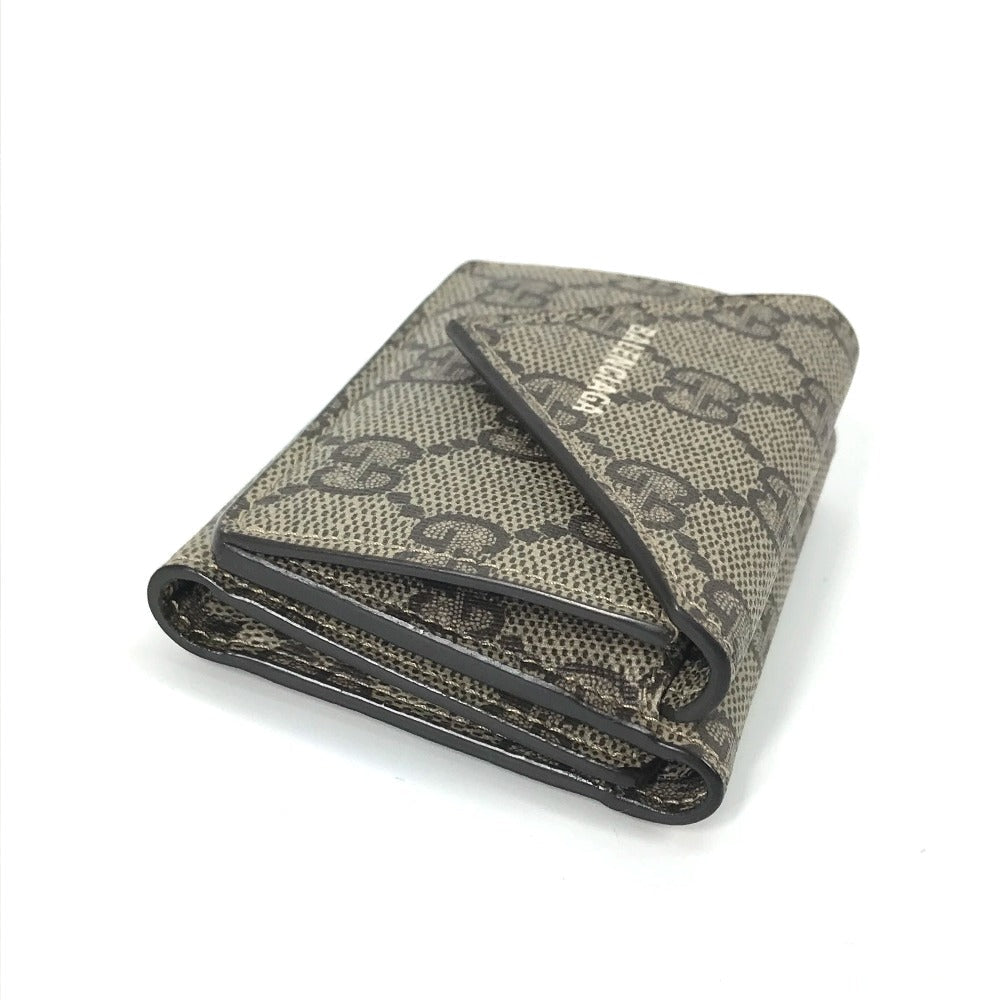 GUCCI Trifold wallet 681704 GG Supreme Canvas beige BALENCIAGA Balenciaga collaboration Paper mini wallet unisex(Unisex) Used