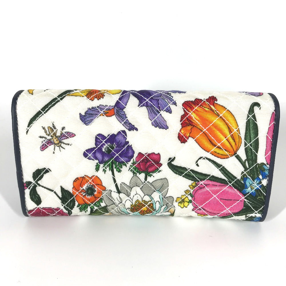 GUCCI Long Wallet Purse 536352 canvas multicolor Flora Floral Flower GG Continental wallet Women Used