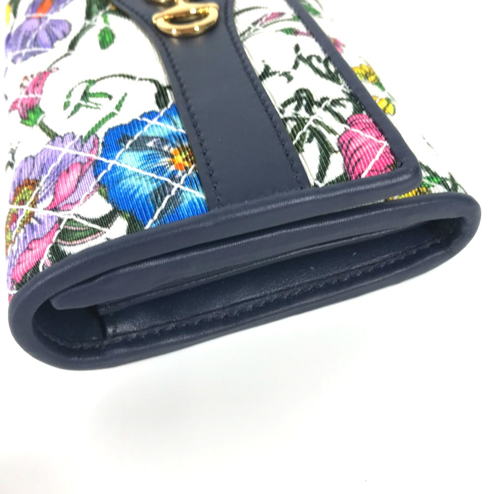 GUCCI Long Wallet Purse 536352 canvas multicolor Flora Floral Flower GG Continental wallet Women Used